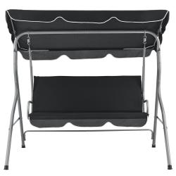 Levná zahradní kovová houpačka trojmístná tmavě šedá pod pergolu / na terasu