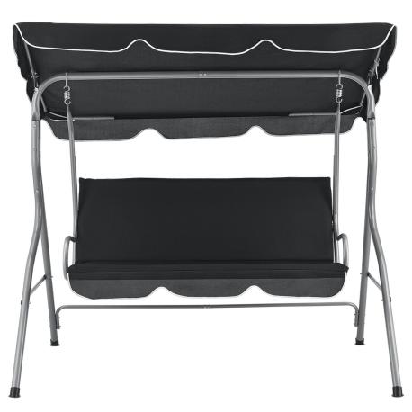 Levná zahradní kovová houpačka trojmístná tmavě šedá pod pergolu / na terasu