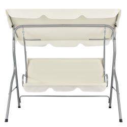 Levná kovová zahradní houpačka holywoodská béžová s kovovým rámem