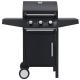 Pojízdný plynový venkovní gril černý se 3 hořáky, elektrické zapalování