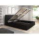 Čalouněná koženková postel 140x200 s výklopným roštem černá pro teenagery / studenty / manžele