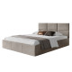 Levná postel 140x200 se sametovým čalouněním světle šedá, prošívané čelo středně vysoké