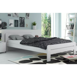 Kompletní dřevěná postel 140x200 s roštem a matrací bílá z masivu borovice