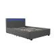 Postel pro teenagery 140x200 s roštem čalouněná tmavě šedá ekokůže, s osvětlením a zásuvkami