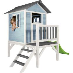 Dřevěný zahradní domek pro děti modrá / šedá / bílá 167x260x190 cm