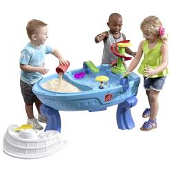 Dětský zahradní hrací stůl s vodním světem a pískovištěm modrý 67x100x71 cm