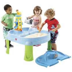 Dětský venkovní plastový stůl na hraní vodní svět + pískoviště 70x70x75 cm
