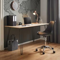 Designový moderní psací stůl v industriálním stylu do pracovny dřevo dekor dub / tenké kovové nohy, 150x70 cm