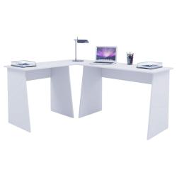 Bílý rohový psací stůl do kanceláře / studentského pokoje 135x105 cm