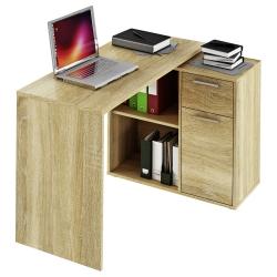 Malý levný dětský psací stůl dřevěný dub sonoma rohový se skříňkou 150x50 cm