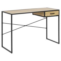 Industriální psací stůl ocel / dub divoký se zásuvkou pod pracovní plochou 110x45 cm