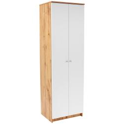 Dřevěná skříň vysoká na boty dřevěná dekor dub + bílé dveře 35,4x62,4x178,6 cm