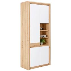 Moderní botník skříň s dveřmi a poličkami dřevo barvy dub / bílá 41x84x192 cm